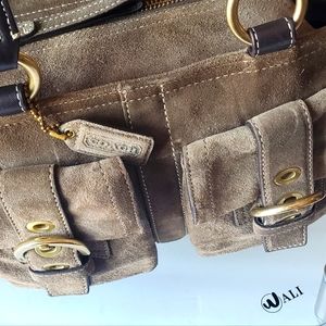 Coach Soho Brown Taupe Suede Leather Satchel Shoulder bag handbag